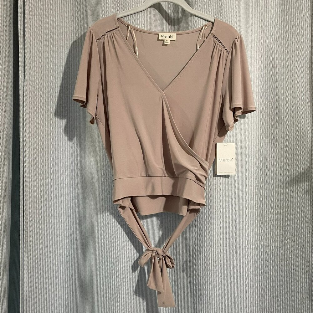 Beige Meraki Wrap Around Blouse